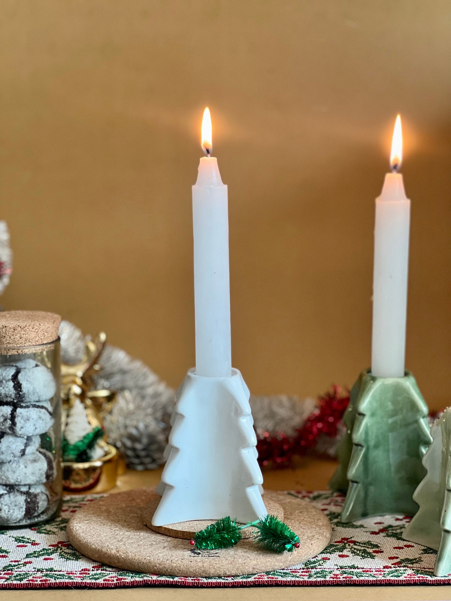 Christmas Tree handmade ceramic candle holders Soul Dreams