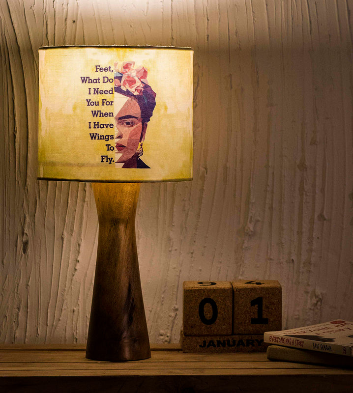 Frida Kahlo Wooden Shade Lamp (Round) Soul Dreams