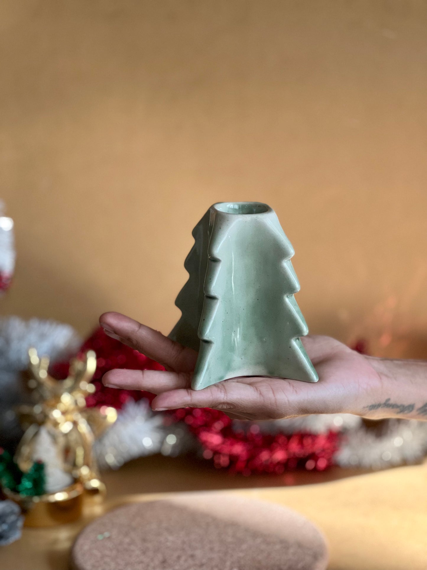 Christmas Tree handmade ceramic candle holders - Soul Dreams