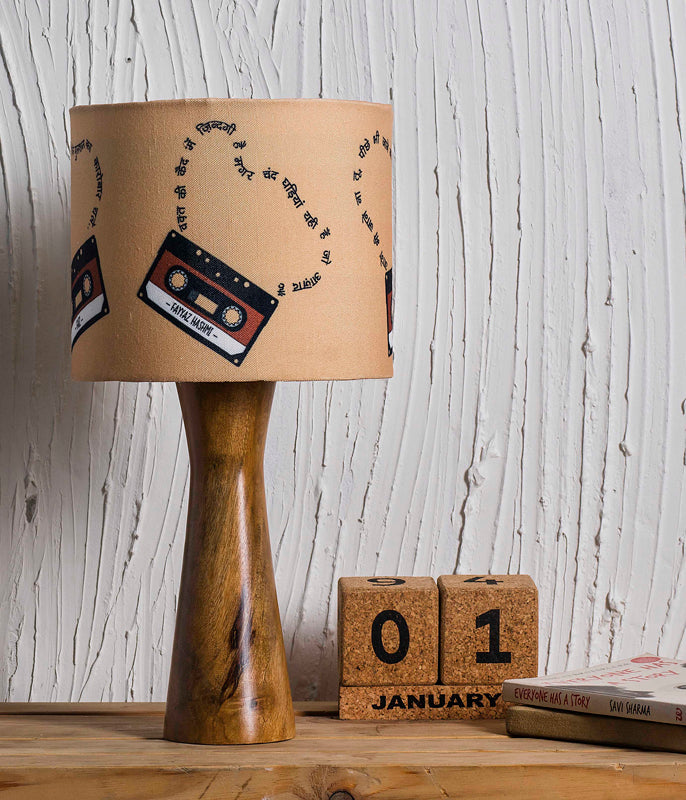 Vintage Cassettes Wooden Shade Lamp Soul Dreams